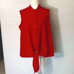 SERENA WILLIAMS RED SLEEVELESS TOP/ TIES IN FRONT/ BUTTON DOWN FRONT
